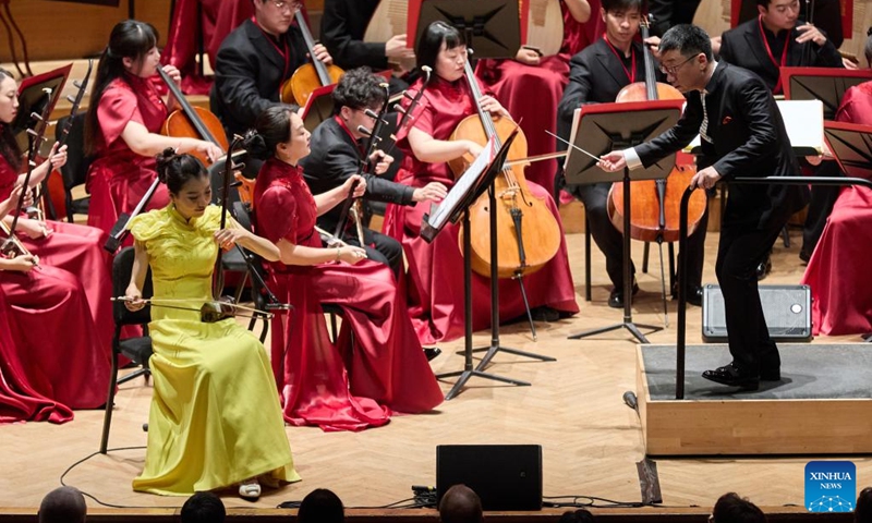 Artists of China Conservatory of Music perform an Erhu Concerto in Brussels, Belgium, Jan. 29, 2025. A concert celebrating the Spring Festival was held at Bozar Art Center in Brussels on Wednesday. Photo: Xinhua