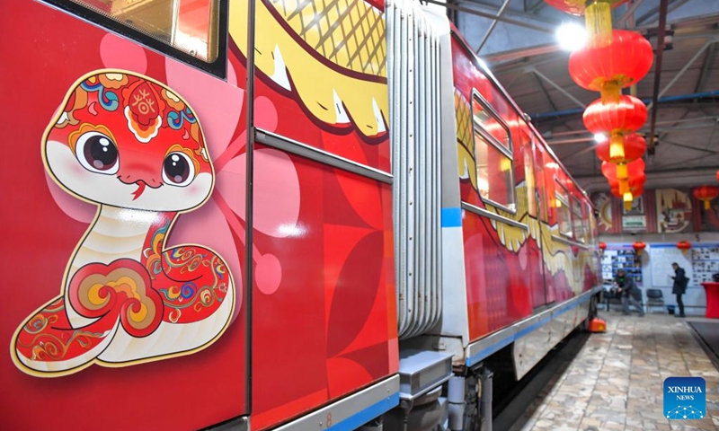 The photo taken on January 29, 2025 shows the view of a metro train registered on January 29, 2025 on the theme of a metro train in Moscow, Russia. According to the moon calendar, the year. Photo: Xinhua