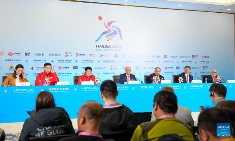 This photo taken on Feb. 6, 2025 shows a media briefing held by the Olympic Council of Asia (OCA) and Harbin Asian Winter Games Organizing Committee (HAWGOC) in Harbin, northeast China's Heilongjiang Province. Photo: Xinhua