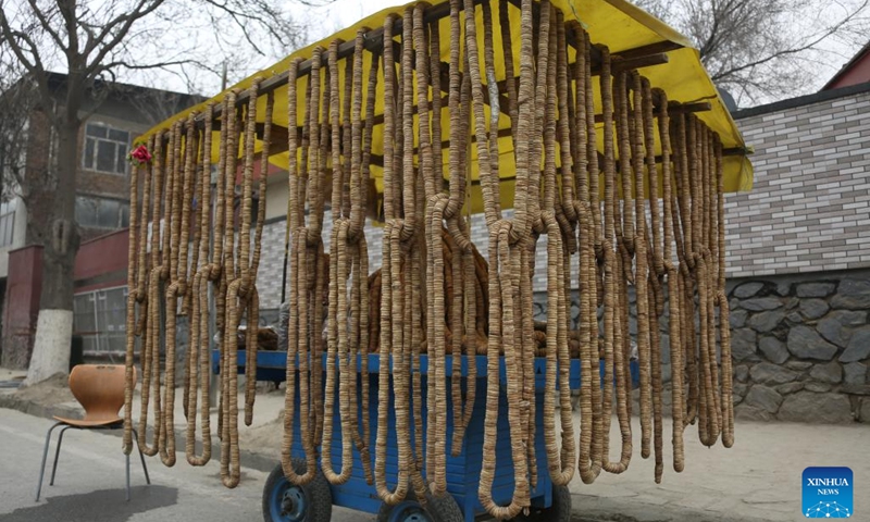 This photo taken on Feb. 18, 2025 shows dried figs at a market in Kabul, Afghanistan. Fig is one of the most popular products for export in Afghanistan. (Photo: Xinhua)