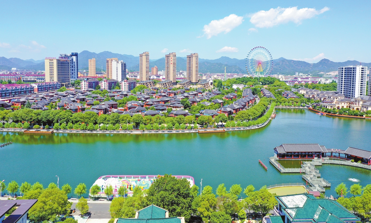 An aerial view of Huayuan village in East China's Zhejiang Province Photo: Courtesy of Wang Jianghong