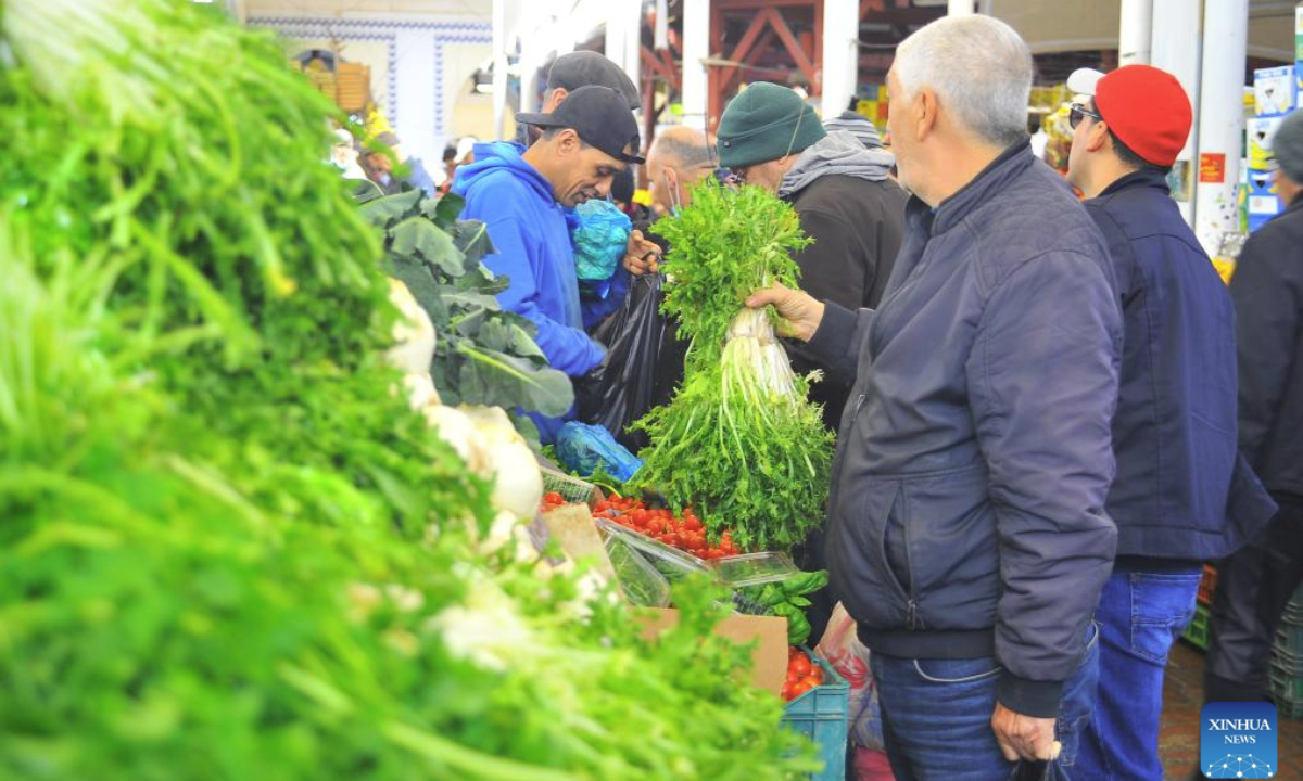 Tunisians buy food for the Iftar meal at a market in Tunis, Tunisia on March 1, 2025. Tunisia entered Ramadan on March 1. (Photo by Adel Ezzine/Xinhua)