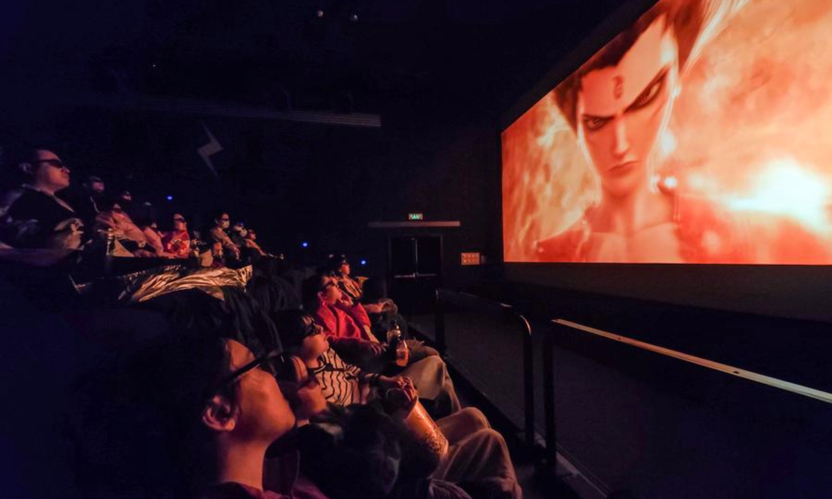 People watch Ne Zha 2 in 4D at a cinema in Dongcheng District in Beijing, capital of China, Feb. 16, 2025. (Xinhua/Chen Yehua)