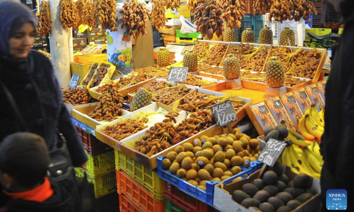 Tunisians buy food for the Iftar meal at a market in Tunis, Tunisia on March 1, 2025. Tunisia entered Ramadan on March 1. (Photo by Adel Ezzine/Xinhua)