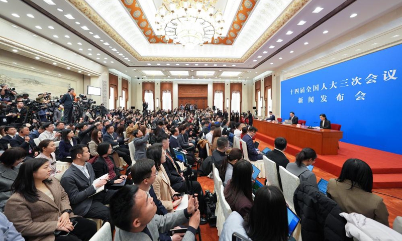 Lou Qinjian, spokesperson for the third session of the 14th National People's Congress (NPC), attends a press conference at the Great Hall of the People in Beijing, capital of China, March 4, 2025. Photo: Xinhua